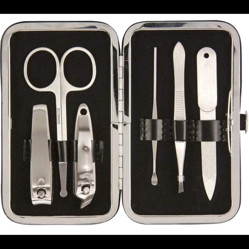 Manicure Set, 6-Piece, Geometric Black & White